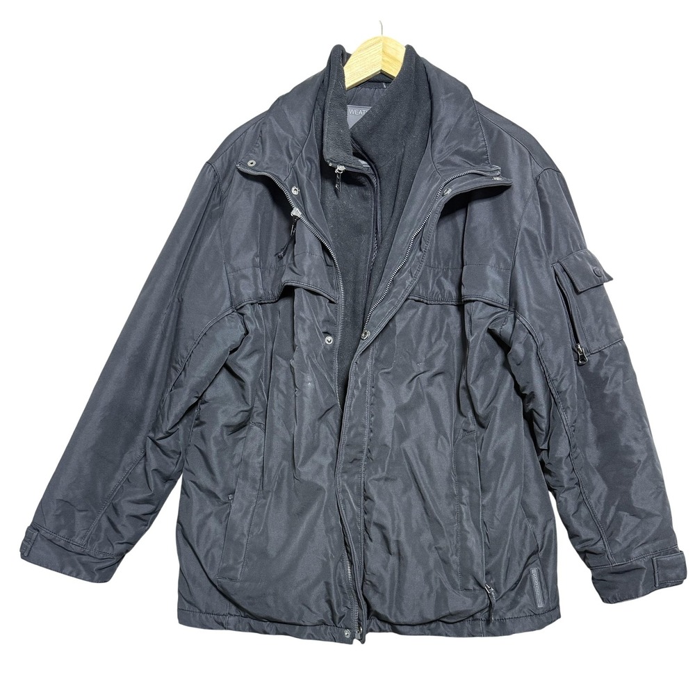 Weatherproof Jacket Mens Medium Black Insulated‎ Fleece Lined Winter Coat Parka